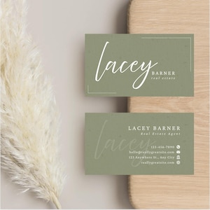 Boho Visitenkarte Vorlage: Modernes Design (3.5x2) Sofortiger digitaler Download, Canva - Lacey