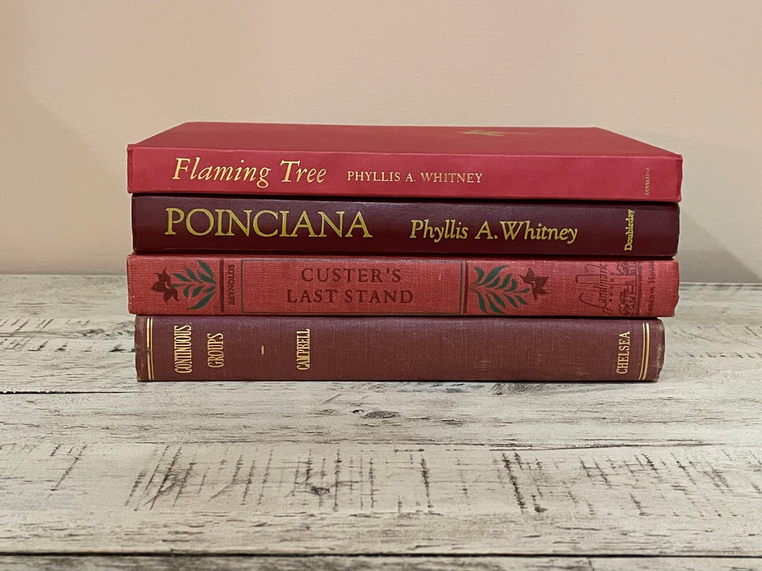 Vintage Decorative Book Set Red and Gold Decor Etsy