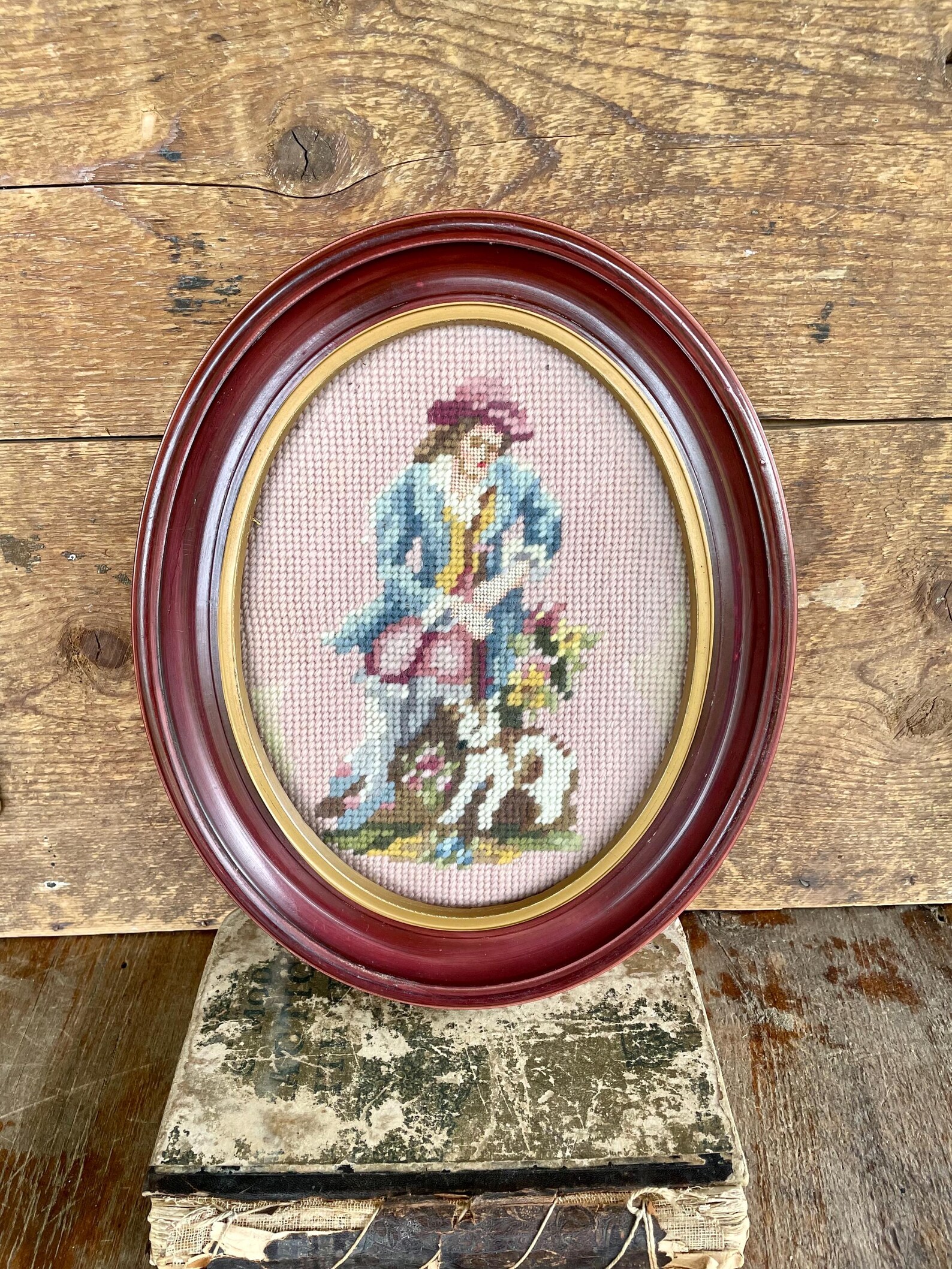 Vintage Framed Needlepoint Victorian Wall Art - Etsy
