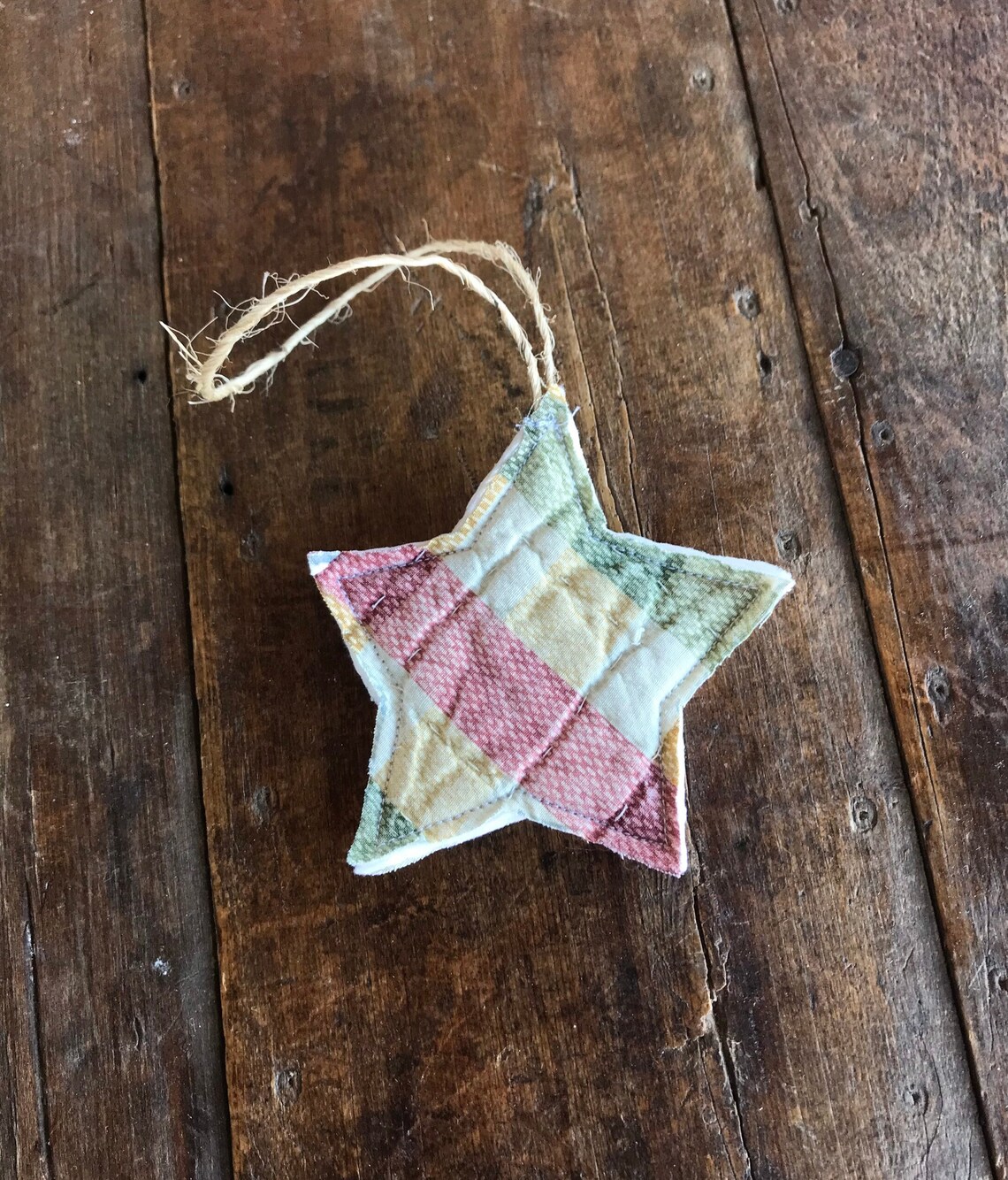 Vintage Quilt Ornament Quilted Christmas Star Primitive Decor Plaid Etsy