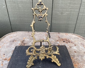 Small Vintage Ornate Brass Easel Frame Holder