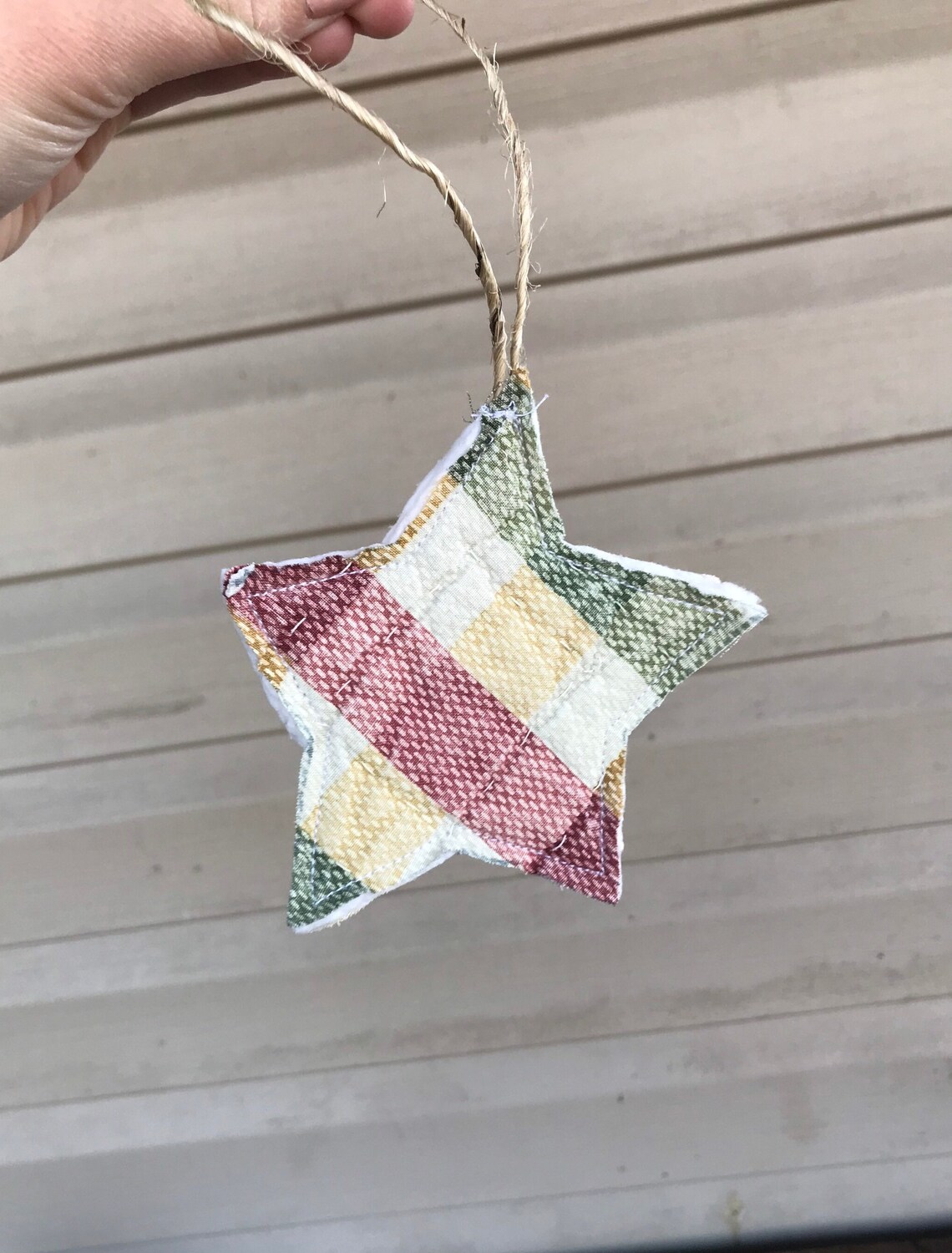 Vintage Quilt Ornament Quilted Christmas Star Primitive Decor Plaid Etsy