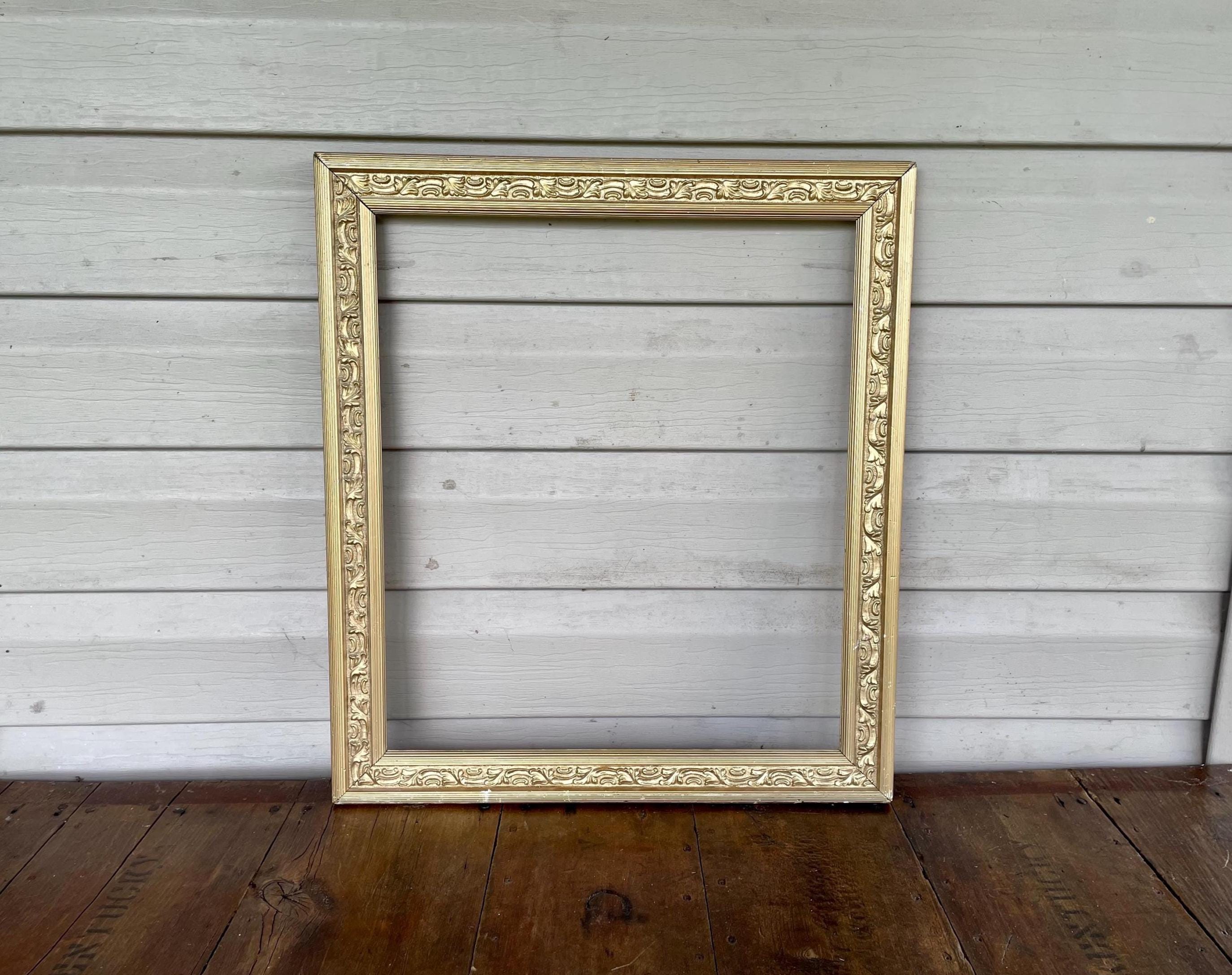 Large Antique Wooden Frame Gold 14" X 16"