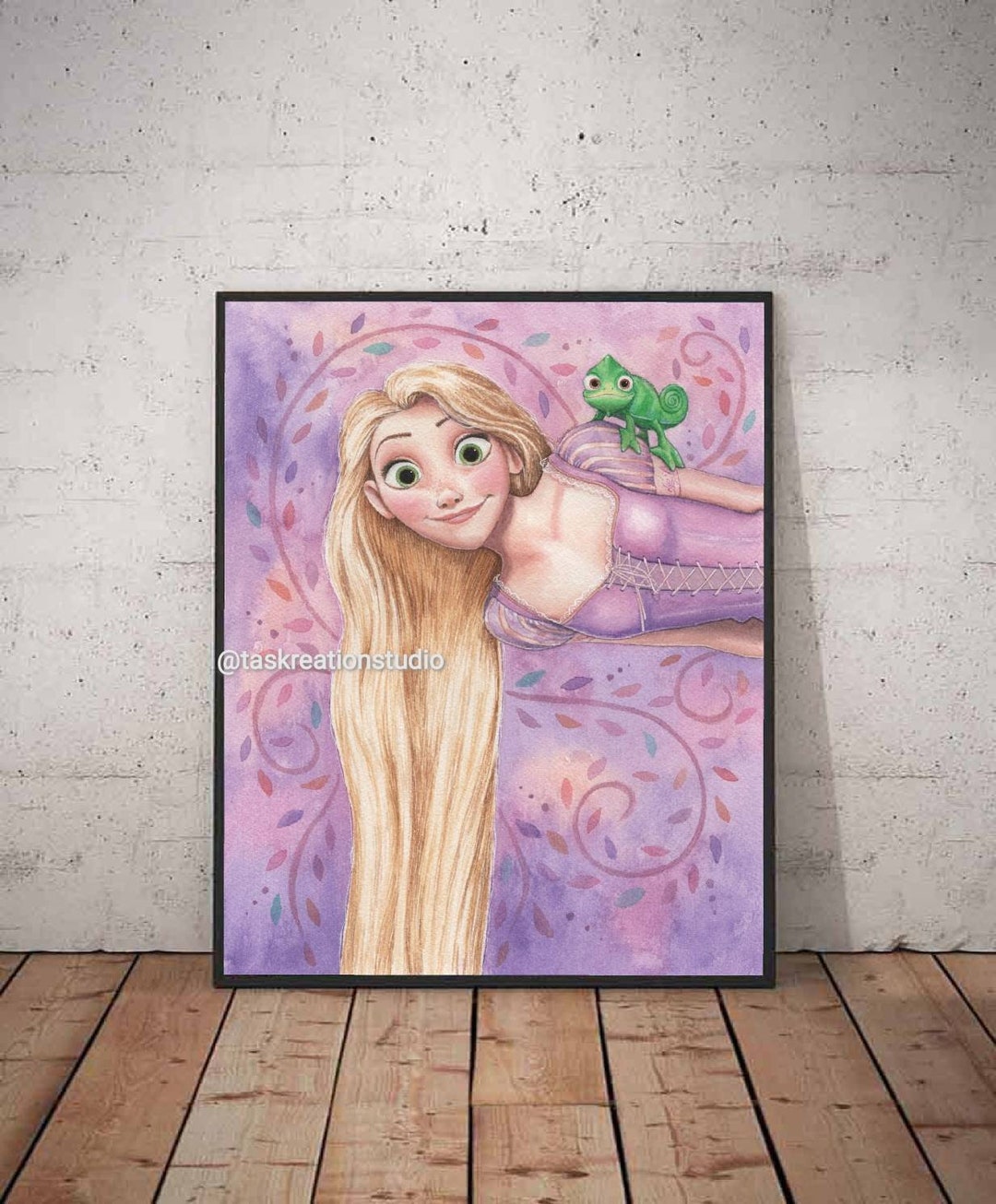 Disney Watercolour Tangled Princess Rapunzel and Pascal Fine Etsy