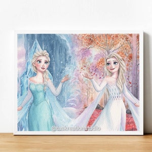 Disney Frozen 2 Elsa Watercolour Fine Art Print Frozen Elsa Let It Go Ice Castle Show Yourself Fifth Spirit Gale Enchanted Forest