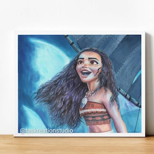 Disney Moana Moana Fine Art Aquarell Ich bin Moana Fine Art Print Moana von Motu Nui Ocean Sea Boat Herz von Tefiti Polynesian Singing