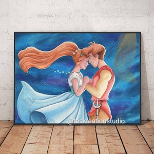Thumbelina and Cornelius Watercolour Fine Art Quality Print Wall Art Home Decor Gift  Fairy Prince Flower Princess Let Me Be Your Wings