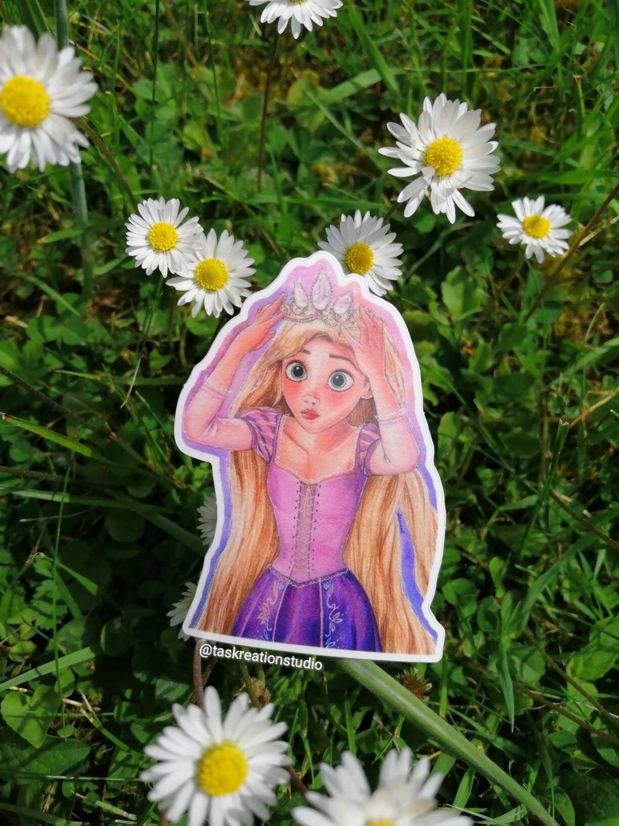 Glossy Vinyl Disney Sticker Princess Watercolour Tangled Etsy
