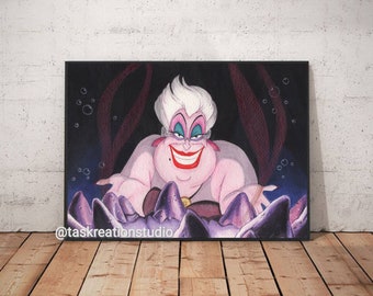 ベルリトルマーメイド　アースラ絵画　ディズニーヴィランズ　リミテッド貴重品 ディズニー アースラ 水彩画 リトルマーメイド ヴァネッサ 悪役