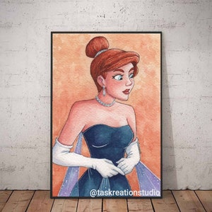 Anastasia Watercolour Wall Art Home Decor Gift Navy Dress Princess Anastasia Romanov Russia Anya Fine Art Quality Print