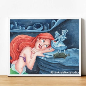 Disney Ariel The Little Mermaid Watercolour Part of Your World Fine Art Quality Print Ocean Sea Dancing Singing