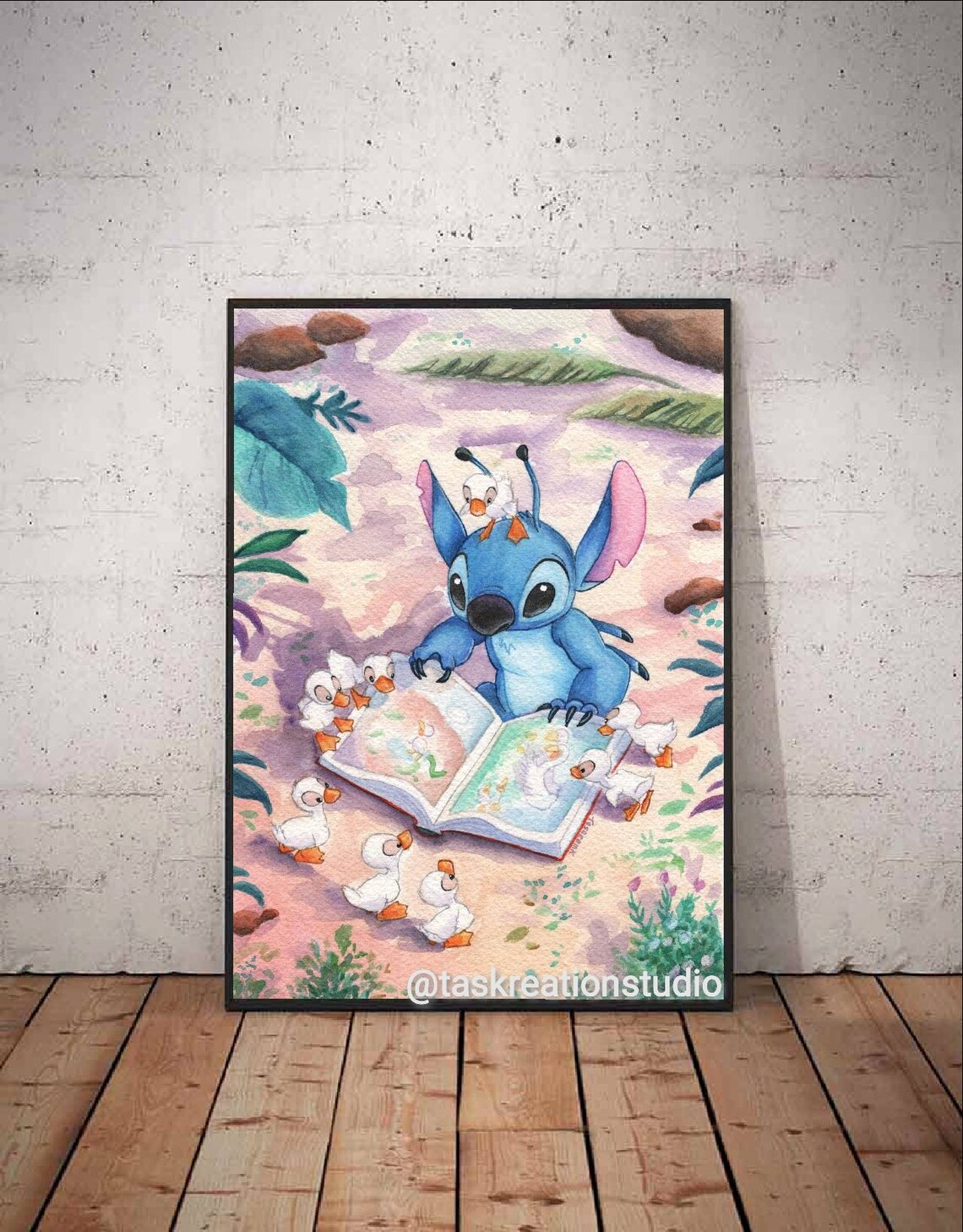Disney Stitch Ducklings Watercolour Lilo and Stitch Home Decor Etsy