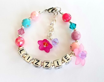 Personalized Bracelet, Girls Bracelet, Children Jewelry, Rainbow Bracelet, Girls Name Bracelet, Friendship Bracelet, Beaded Bracelet