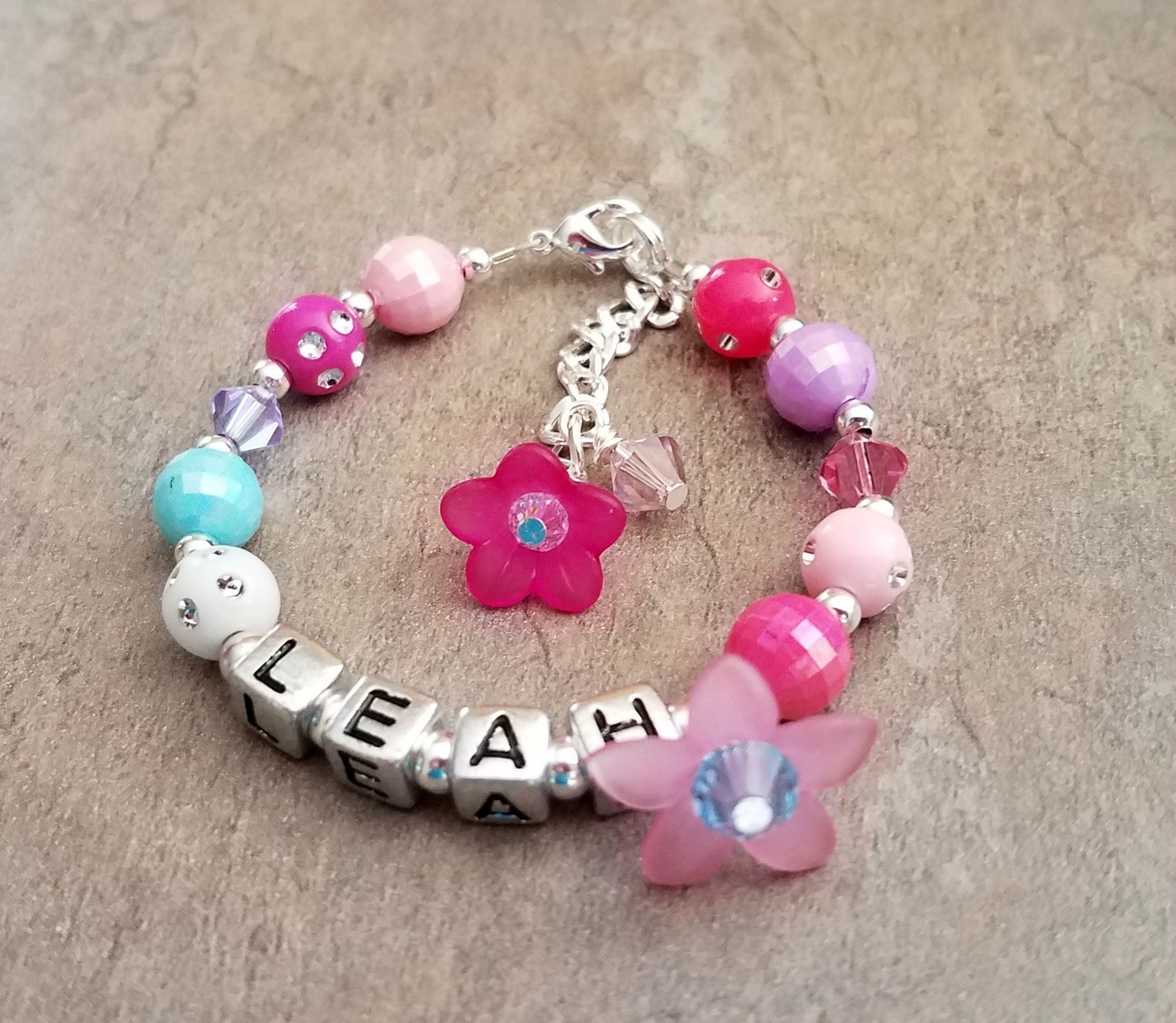 Personalized Kids Bracelet Girls Bracelet Beaded Name Etsy