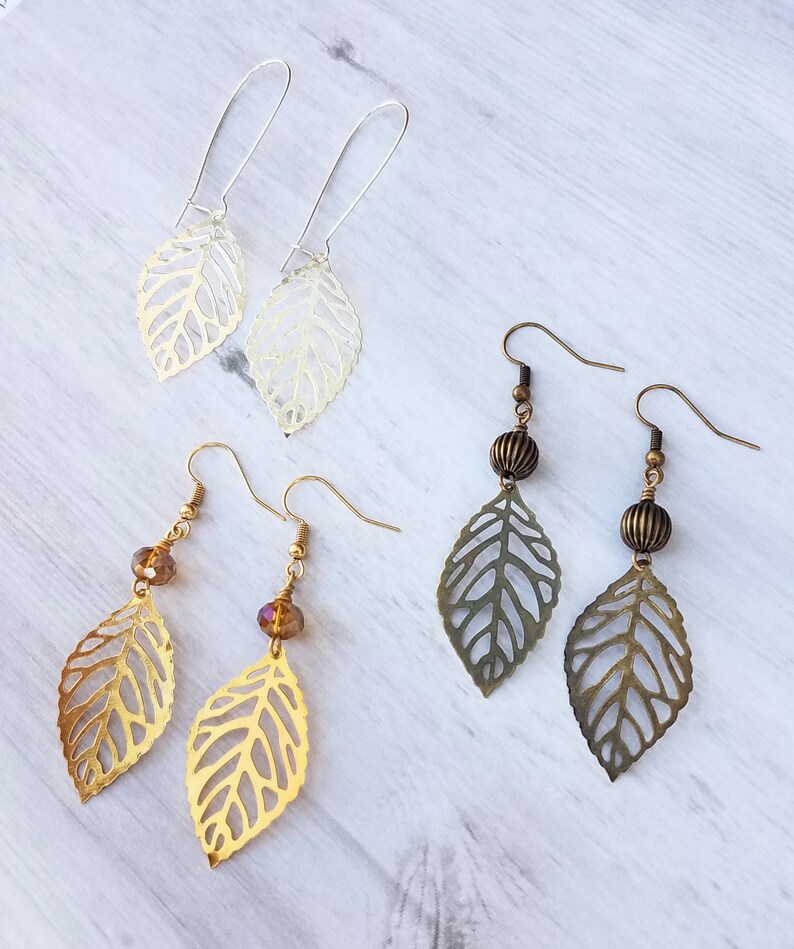 Rustic Earrings Leaves Earrings Leaf Fall Earrings Bronzed Bronze Jewelry Bronze Leaf Earrings Boho Earrings Bronze Dangle Earrings