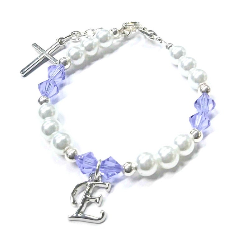Gift for Girls Initial Birthstone Bracelet Custom Birthstone Bracelet Bridal Party Jewelry Pearl Bracelet Girls Personalized Bracelet