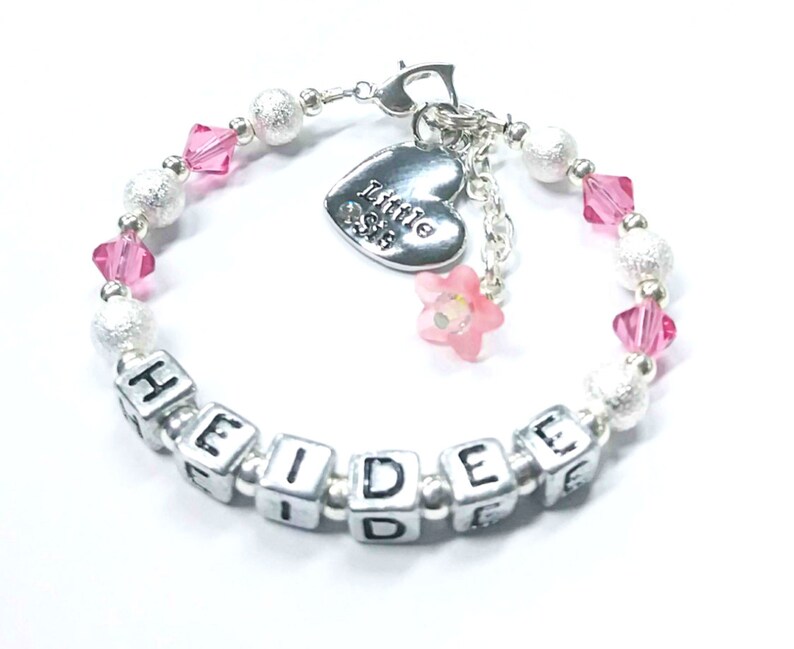 Charm Bracelet Personalized Bracelet Birthstone Bracelet Little Sister Bracelet Sisters Bracelet Birthday Gift Little Sister Gift