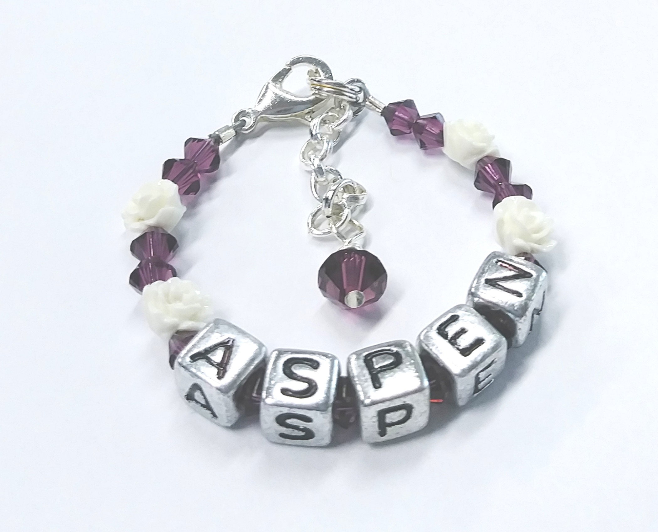 Birthstone Flower Bracelet Girls Bracelet Baby Girl Gift Etsy