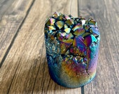 Rainbow Aura Titanium Amethyst Core Cylinder Cluster, Healing Crystal, Meditation, Reiki, Metaphysical, Terrarium, Feng Shui, Display, 2