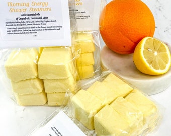 Citrus Energy Shower Steamers, Morning Shower Melts with 100% Essential oils, Aromatherapy Spa Gift, Bridal Shower gift, Wake me Up Tablet