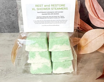 Lavender and Lemongrass Shower Steamers XL – 6 Large Tablets, Aromatherapy Shower Fizzies, Self Care Wellness Gift, Pure Essential oils