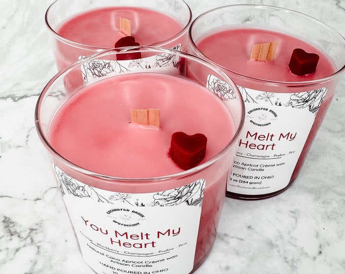 You Melt My Heart Gift for Mom Candle, Wooden Wick Romantic Candle, Tricolored Pink Ombre Candle, Mother's Day Gift For friend, Sister, Mom