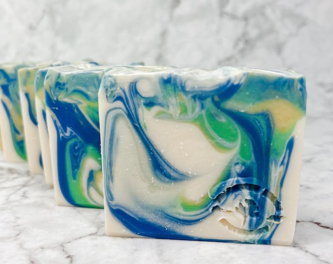 Natural Cold Process Soap Waterlily and Bluebells, Artisan Cold Process soap, Handcrafted Shea butter soap, Gift fir mom, hostess gift