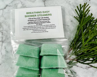 Camphor and Eucalyptus 6 Tablet Bag Shower Steamers, Menthol Shower, Get Well Soon Gift, Aromatherapy Spa Gift, Fizzy, 100% Essential Oils