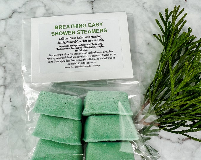 Camphor and Eucalyptus 6 Tablet Bag Shower Steamers, Menthol Shower, Get Well Soon Gift, Aromatherapy Spa Gift, Fizzy, 100% Essential Oils