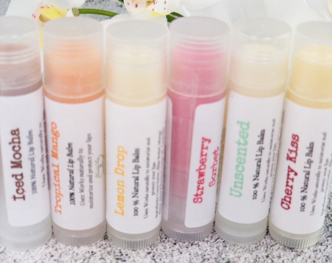 Choose your Flavor Handcrafted Lip Balms, Lip butter for chapped lips, Natural Handmade Chapstick, Bees wax lip butter, bridal shower favors