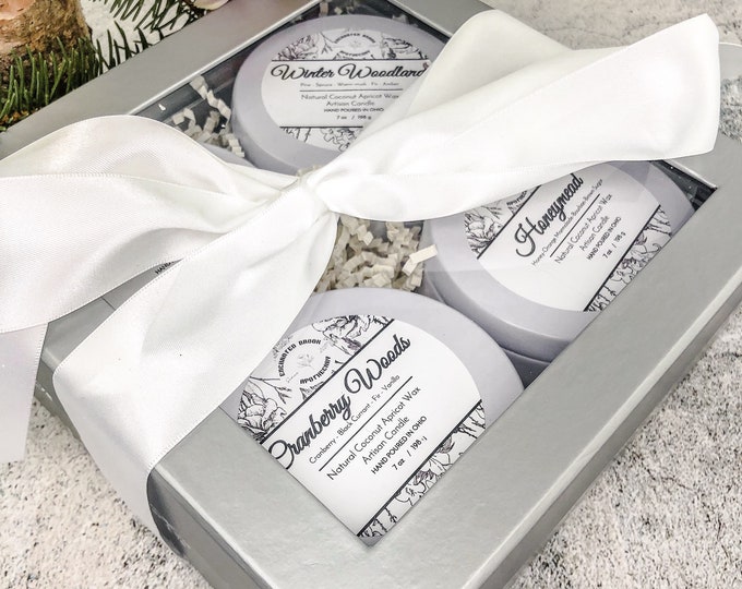Four Candles Gift Box, Choose Your Scent Candles in a Gift Box, Luxury Coco Apricot Crème wax, Xmas gift, Double wick Candles, Housewarming