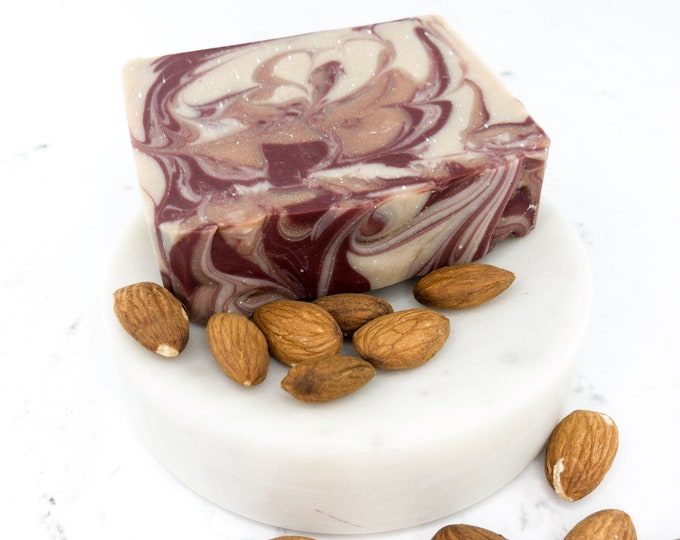 All Natural Cherry Almond Homemade Soap, Moisturizing soap Dry skin, Three butter soap, Shea Butter soap, Self Care Gift, Housewarming gift