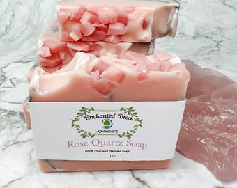 Rose Quartz all-Natural Soap Bar, Handmade Shower Soap Bar with Tussah Silk, Cold Processed Soap, Homemade Soap gift, Mother's Day gift