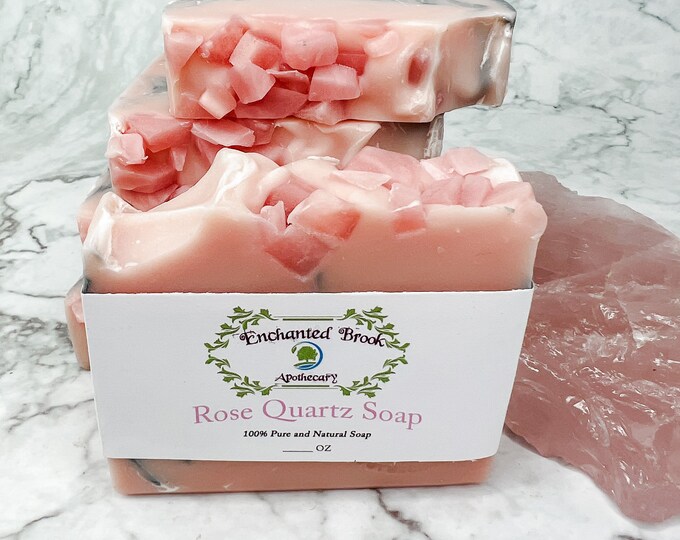 Rose Quartz all-Natural Soap Bar, Handmade Shower Soap Bar with Tussah Silk, Cold Processed Soap, Homemade Soap gift, Mother's Day gift