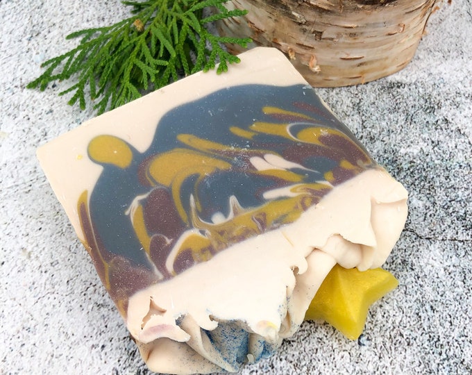 All Natural Soap Bar scented with Frankincense and Myrrh , Silent Night Handcrafted Cold Processed soap, Xmas or Housewarming gift