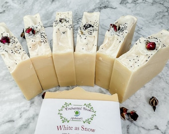 Goat Milk and Collagen Soap, Moisturizing and Soothing Soap Bar, Natural Dry Skin Facial Cleanser, White Soap, White as Snow, gift for Mom