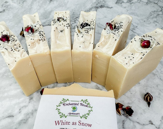 Goat Milk and Collagen Soap, Moisturizing and Soothing Soap Bar, Natural Dry Skin Facial Cleanser, White Soap, White as Snow, gift for Mom