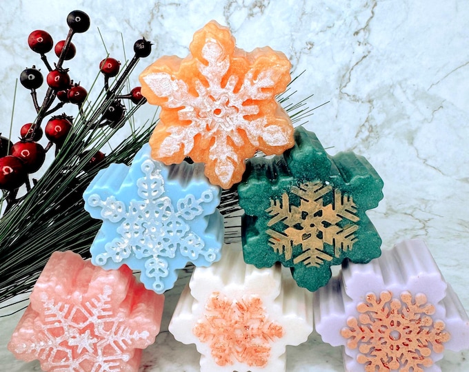 Snowflake Natural Soap, Milk Novelty Soap, Handmade Snowflake Gift, Small Christmas Hostess & Teacher Gift
