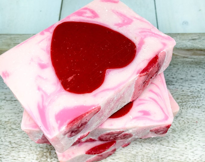 Custom Order Red Heart Cold Processed Natural Soap Bar, Custom order Bridal Shower Favor, Gift Soap, Heart Soap, 14 bars Bulk Order