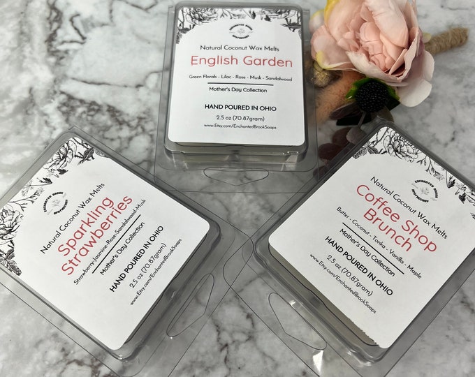 Choose your scent Vegan and all Natural Coconut Wax melts, Strong scented wax tarts melts with botanicals, Summer collection