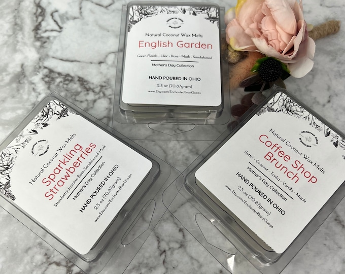 Choose your scent Vegan and all Natural Coconut Wax melts, Strong scented wax tarts melts with botanicals, Summer collection