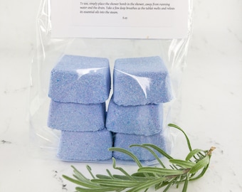 Lavender Shower 6 Tablet Shower Steamers, Rosemary Shower Melts, Soothing Shower Bombs, Essential Oil Shower Tablet, Aromatherapy Spa Gift