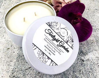 Twilight Garden Candle: Coco Apricot Crème Wax, Lavender Amber Scent, Housewarming and Christmas