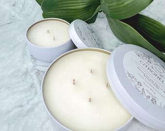 Natural Citronella Candle, 4-Wick Coco Apricot Wax Outdoor Candle, Backyard & Patio Anti-Bug Candle, Pick Your Size Candle