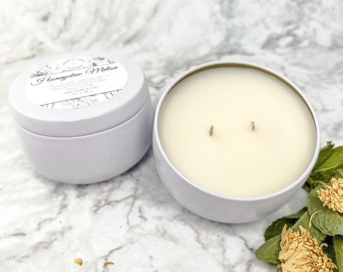 Honeydew Melon Coconut wax candle, Double wick Candle in White tin made with Luxury Coco Apricot Crème wax, Summer Melon Candle