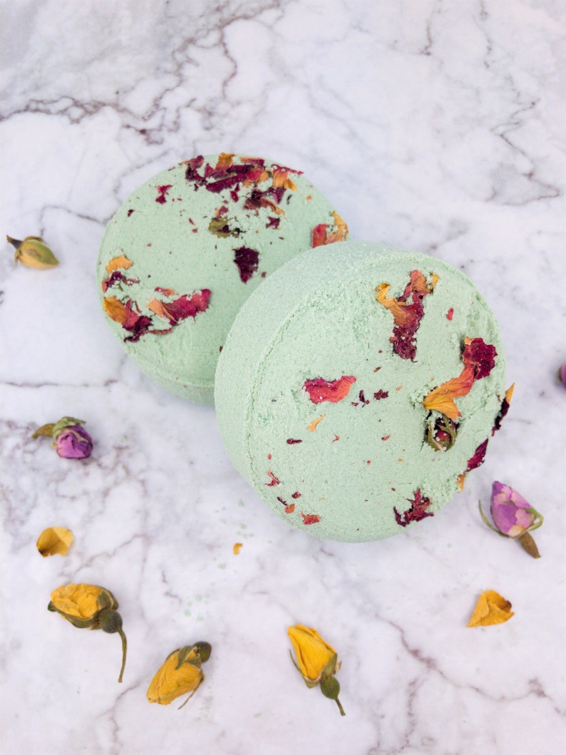 All Natural Rose Petals Bath Bombs Large Bath Fizzy Vegan Etsy