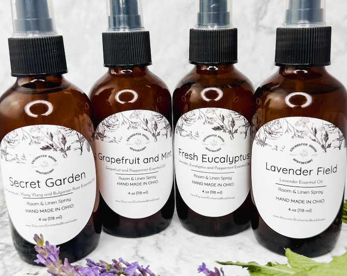 Aromatherapy Room and Linen Spray, SkinSafe, Fabric + Air Freshener, Bathroom Spray, Car Spray, 4 oz, Pick your Scent Essential Oil blend
