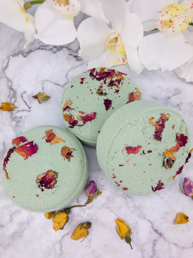 All Natural Rose Petals Bath Bombs Large Bath Fizzy Vegan Etsy