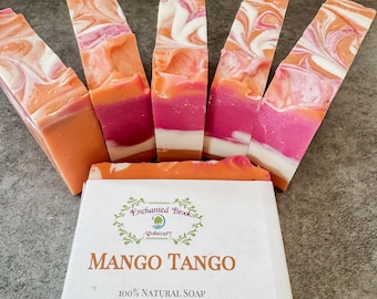 All Natural Mango Scented Soap, Tusssah Silk, and Coconut Milk infused soap, Handcrafted soap bar, Artisan Cold Process soap