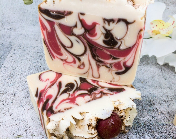 All Natural Merry Cranberry Soap Bar , Handcrafted Tussah Silk Cold Processed soap, Winter Soap gift, Housewarming gift